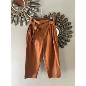 Madewell Paperbag Waist Pants Terracotta Herringbone Size 10